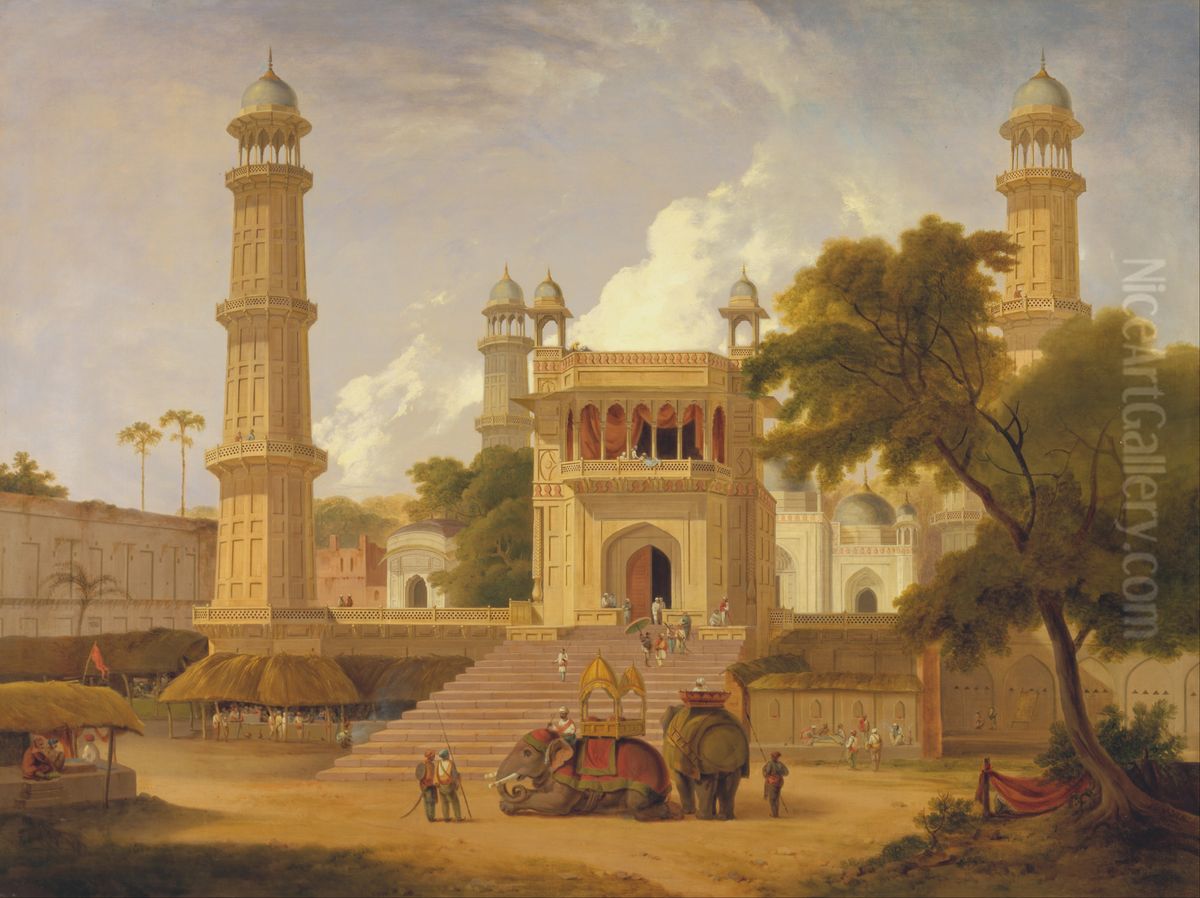 Indian Temple, Said to Be the Mosque of Abo-ul-Nabi, Muttra Oil Painting by Thomas Daniell
