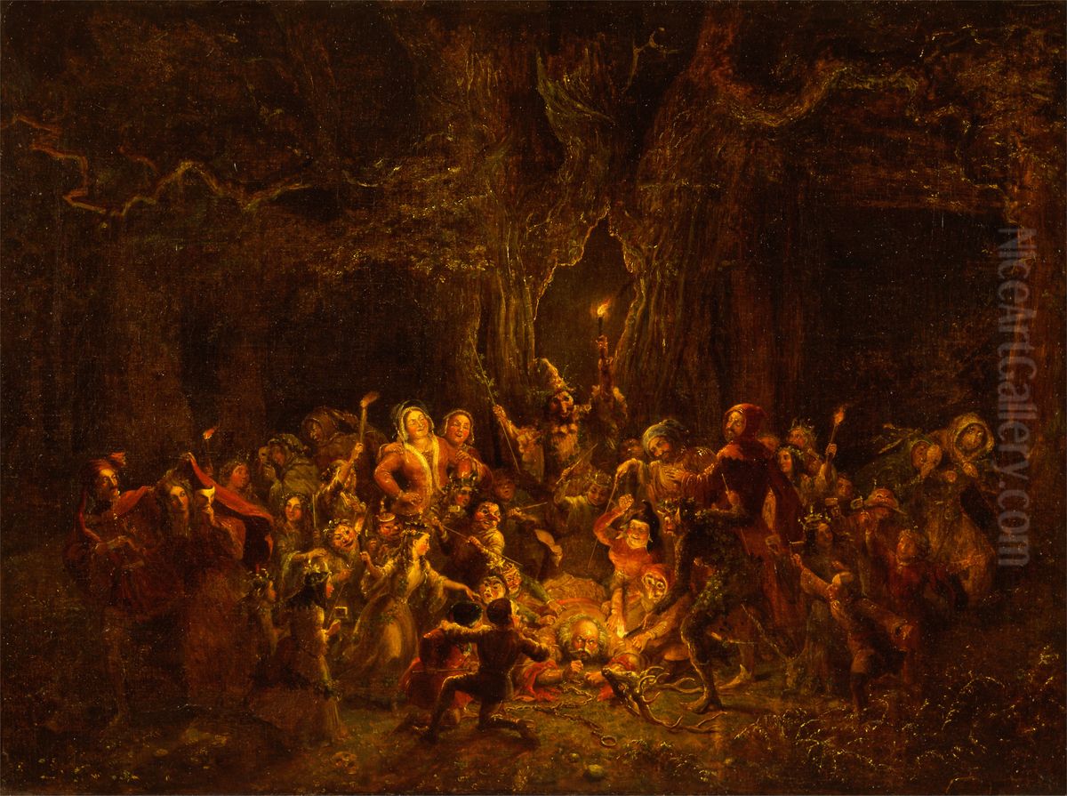 Herne's Oak from 'The Merry Wives of Windsor,' V, v Oil Painting by George Cruikshank I