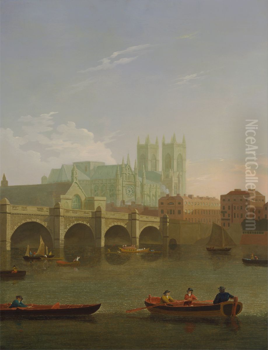 Westminster Abbey and Bridge Oil Painting by Joseph Farington