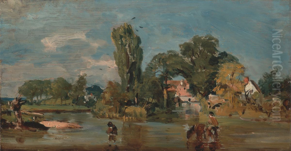 Flatford Mill Oil Painting by John Constable