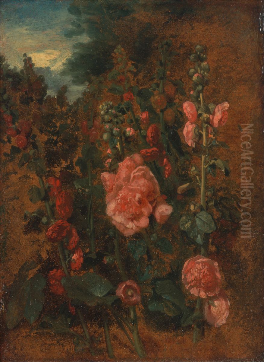 Study of Hollyhocks Oil Painting by John Constable