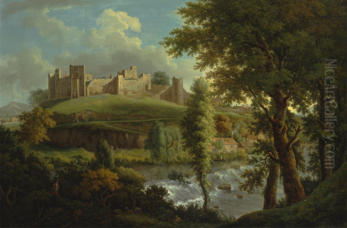 Ludlow Castle with Dinham Weir, from the South-West Oil Painting by Samuel Scott