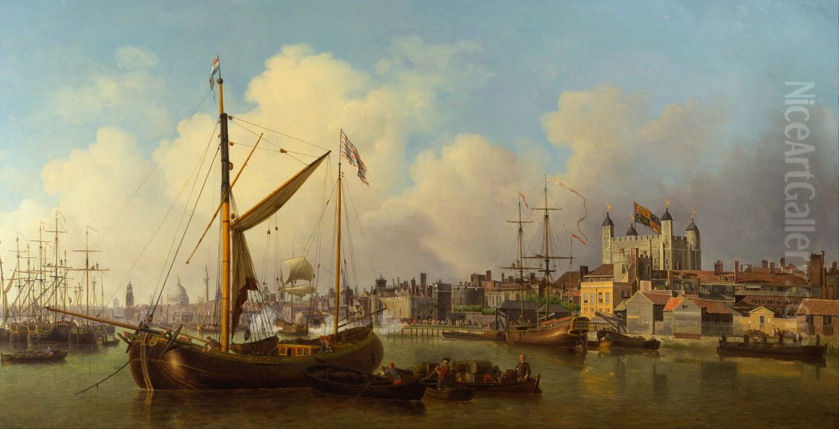 The Thames and the Tower of London Supposedly on the King's Birthday Oil Painting by Samuel Scott