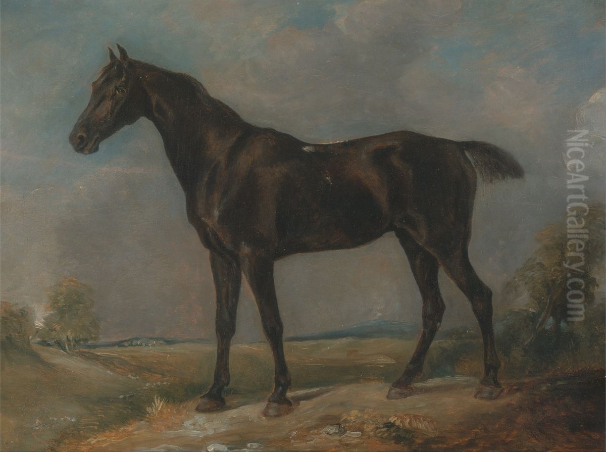 Golding Constable's Black Riding-Horse Oil Painting by John Constable