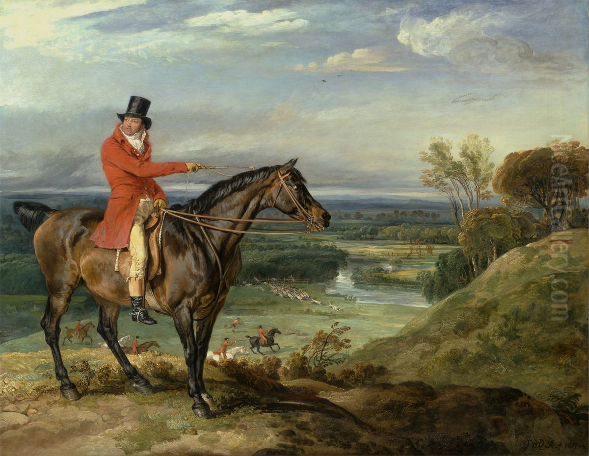 Theophilus Levett and a Favorite Hunter) Oil Painting by James Ward