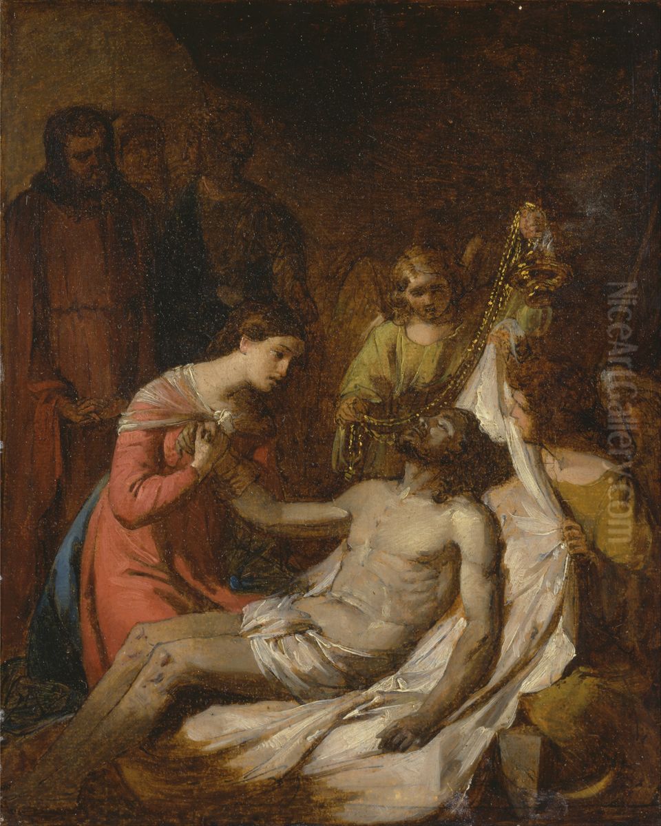 Study of the Lamentation on the Dead Christ Oil Painting by Benjamin West