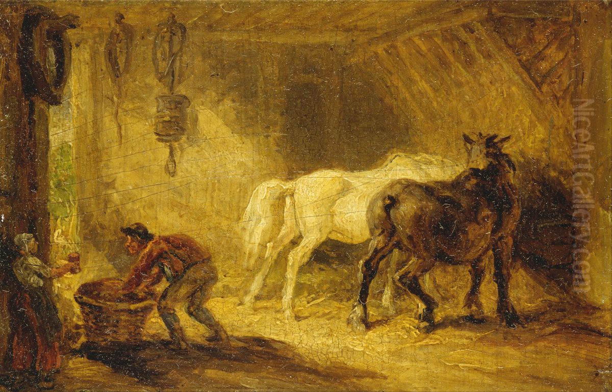 Interior of a Stable Oil Painting by James Ward