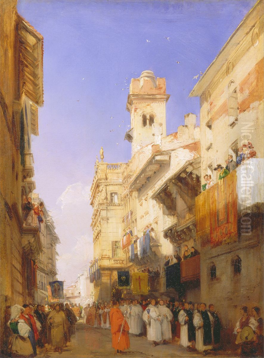 Corso Sant'Anastasia, Verona Oil Painting by Richard Parkes Bonington