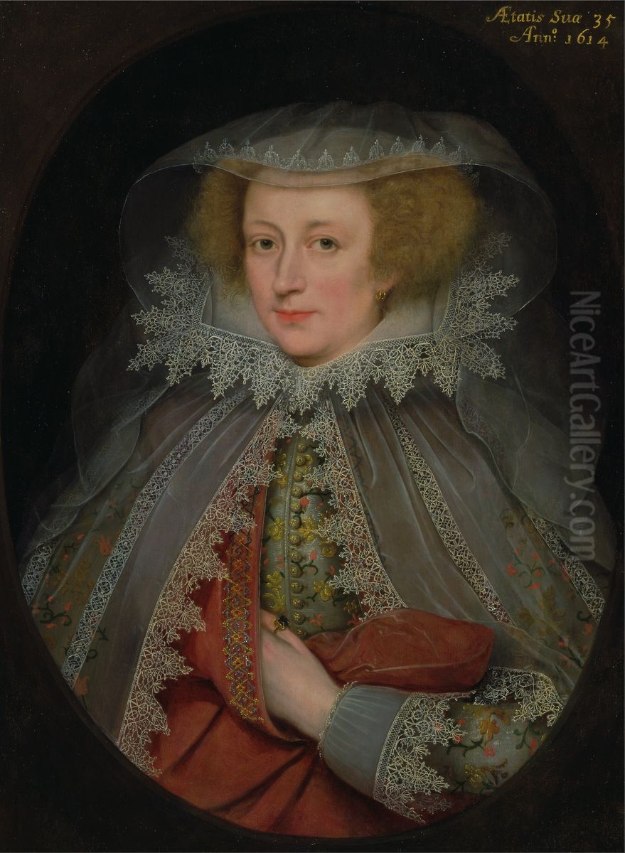 Catherine Killigrew, Lady Jermyn Oil Painting by Marcus Gheeraerts the Younger