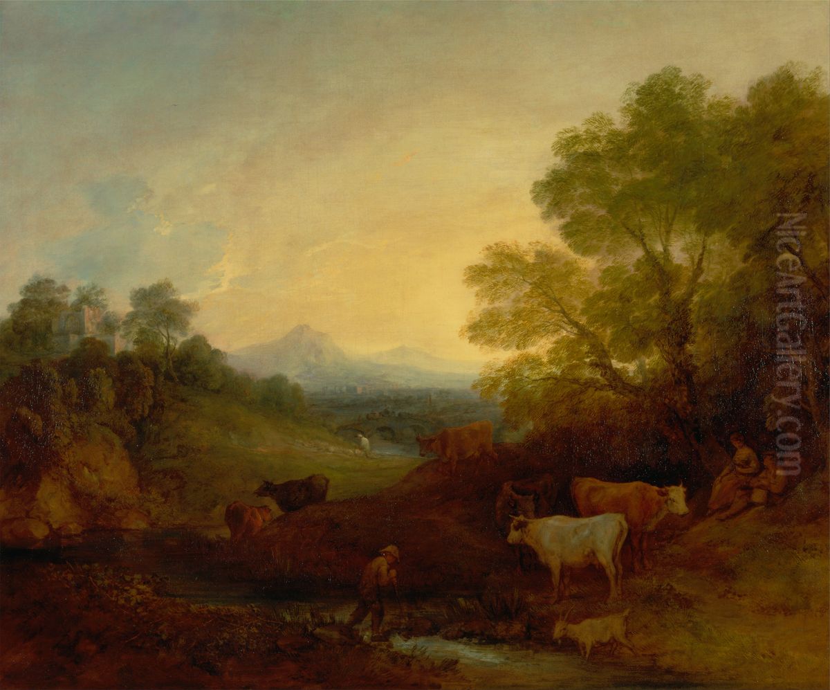 Landscape with Cattle Oil Painting by Thomas Gainsborough