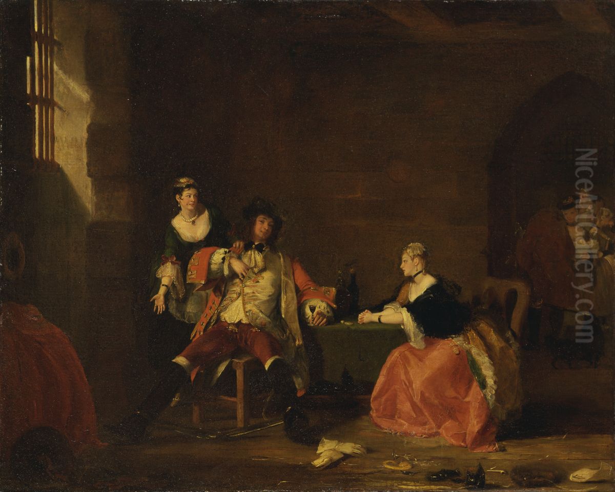 Captain Macheath Upbraided by Polly and Lucy in the 'Beggar's Opera', 1826 Oil Painting by Gilbert Stuart Newton