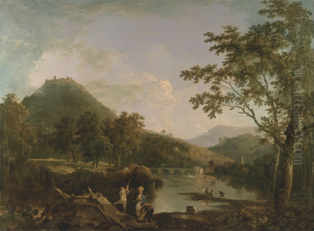 Dinas Bran from Llangollen Oil Painting by Richard Wilson