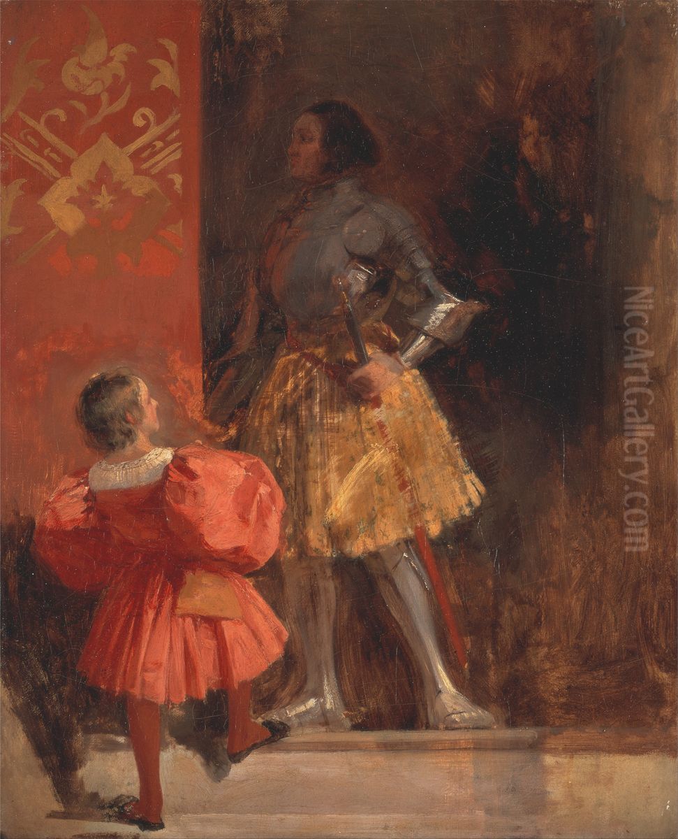 A Knight and Page (Goetz von Berlichingen and his Page George) Oil Painting by Richard Parkes Bonington