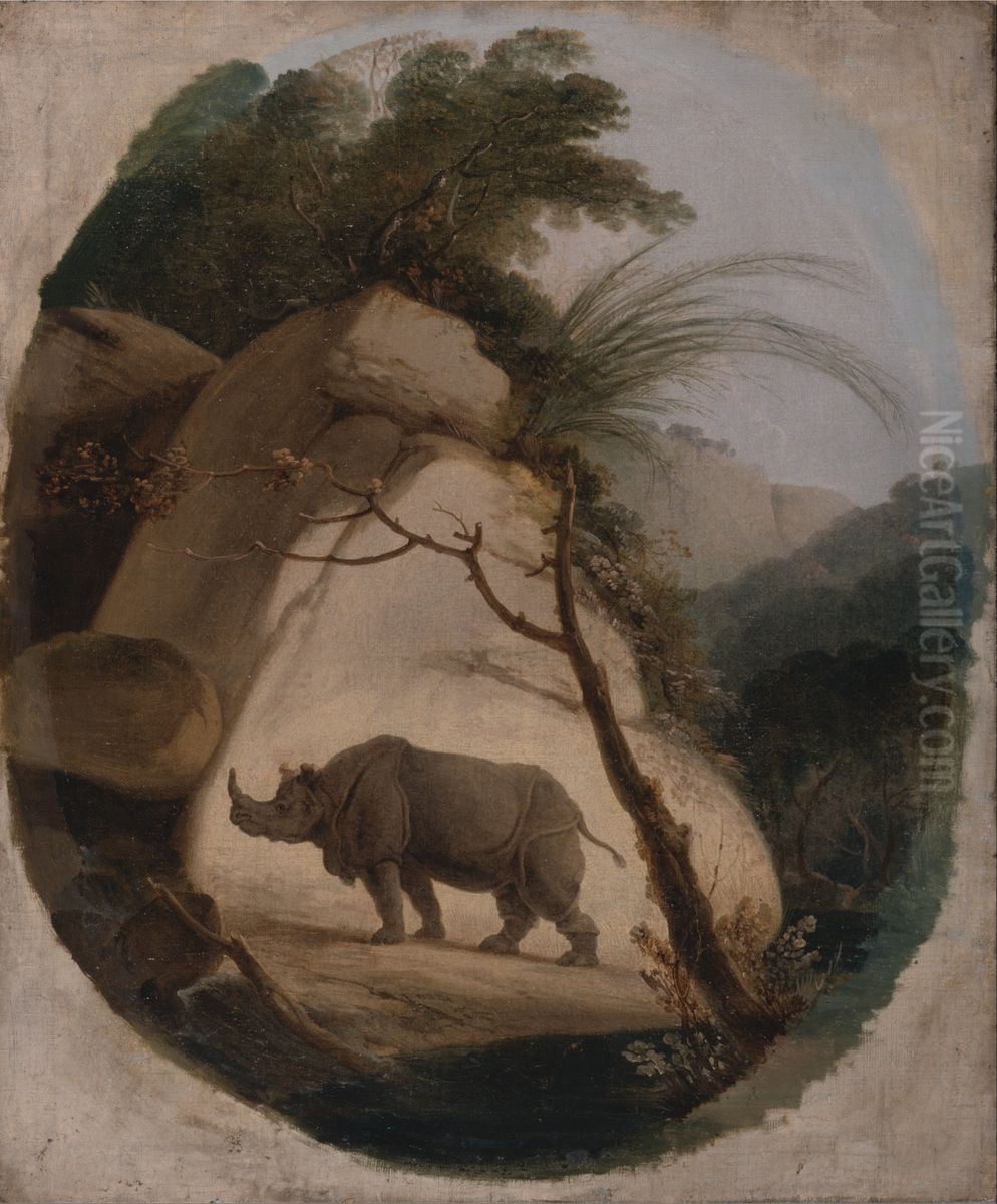 The Indian Rhinoceros Oil Painting by Thomas Daniell
