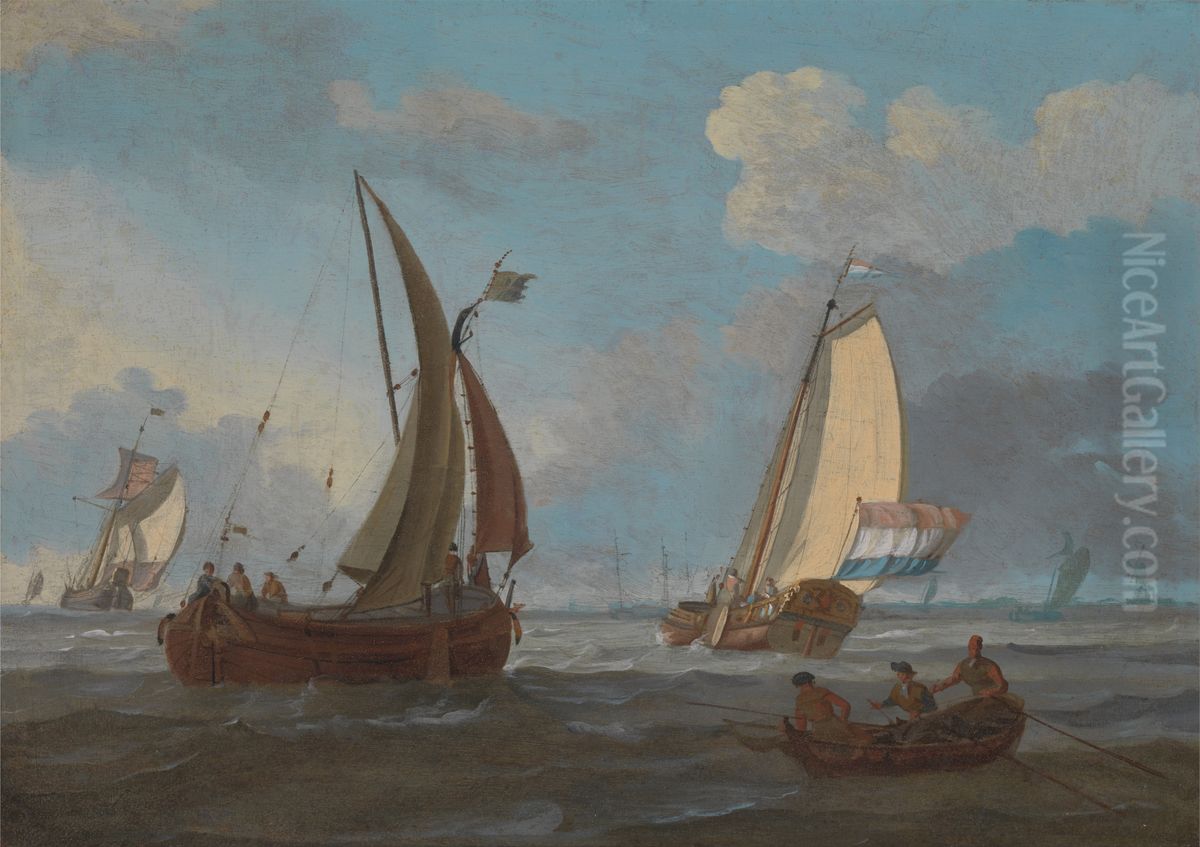 Dutch Shipping off the Low Countries Oil Painting by Adam Silo
