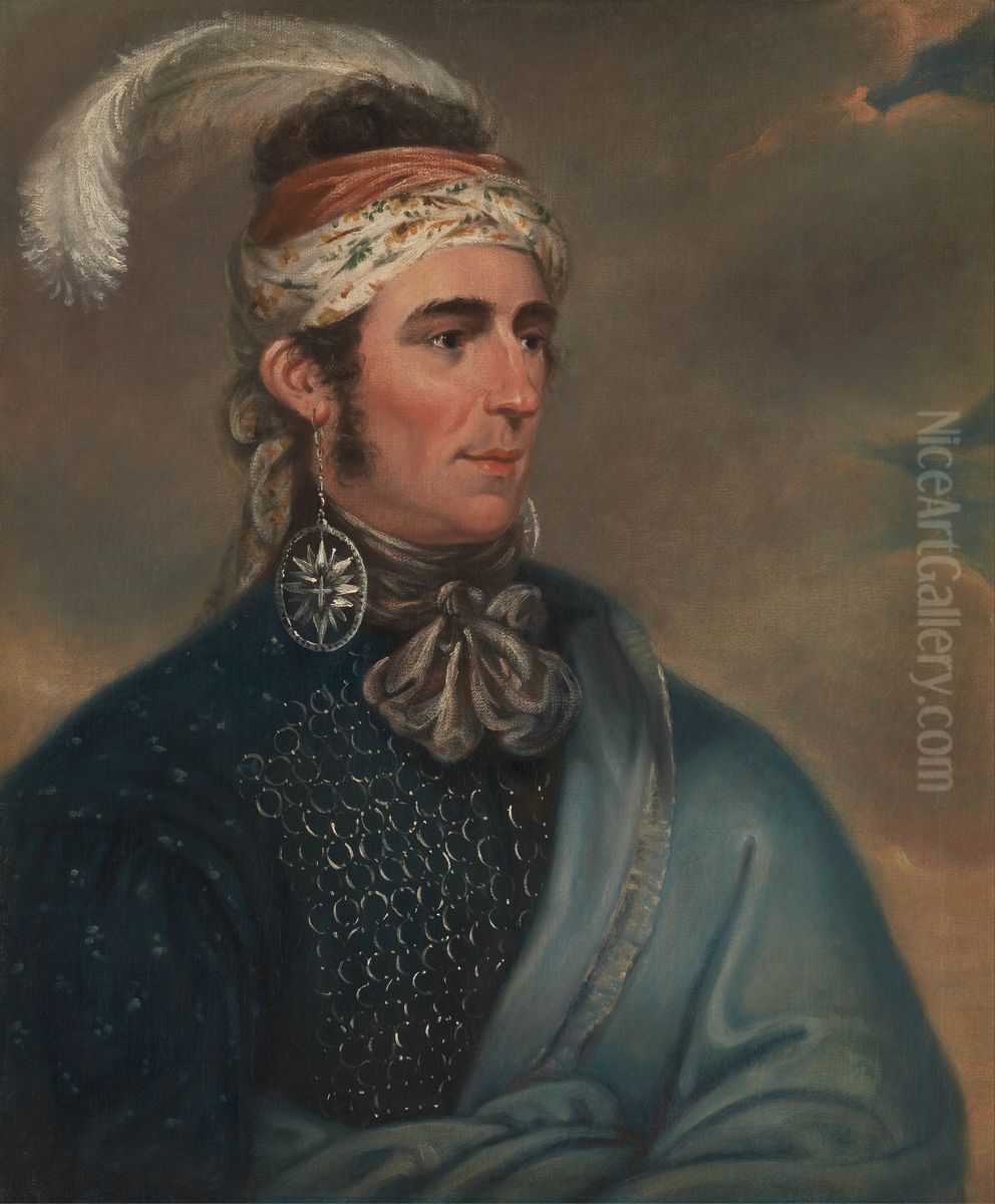 Portrait of Major John Norton as Mohawk Chief Teyoninhokarawen Oil Painting by Mather Brown