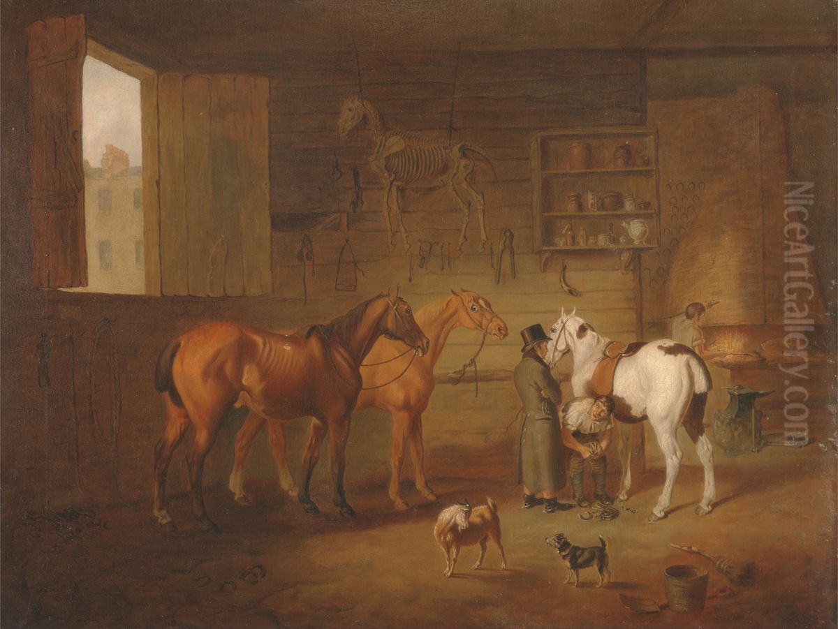 The Blacksmith's Shop Oil Painting by Henry Bernard Chalon