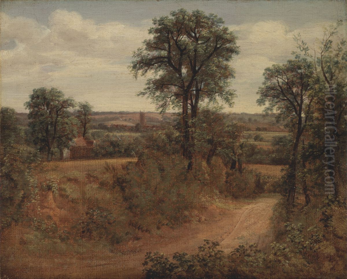 Lane near Dedham Oil Painting by John Constable