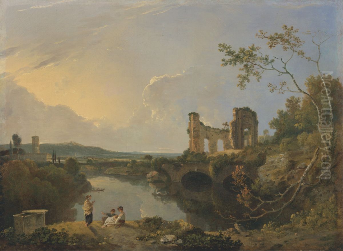 Italian Landscape (Morning) Oil Painting by Richard Wilson