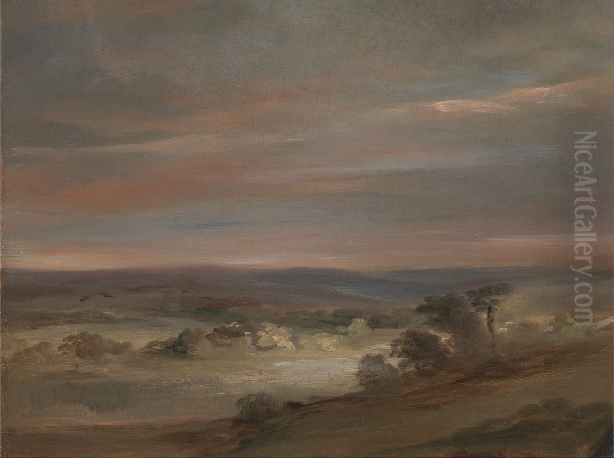 A View on Hampstead Heath, Early Morning Oil Painting by John Constable