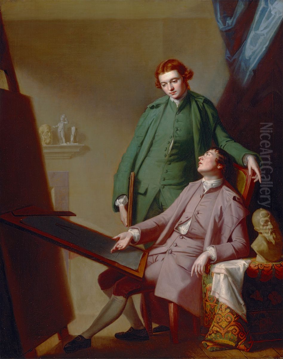 A Conversation (The Artist's Brothers, Peter and James Romney) Oil Painting by George Romney