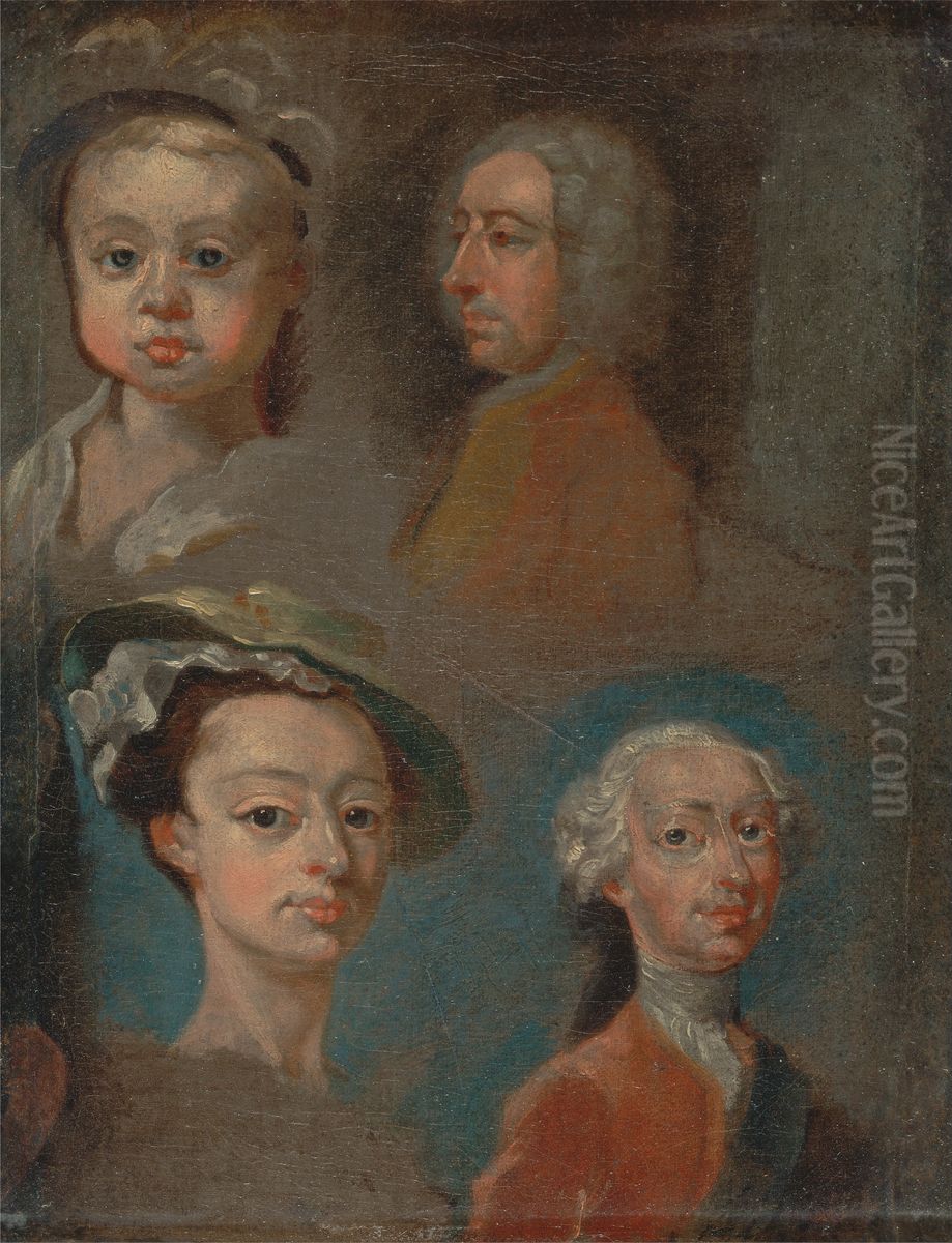 Studies of Heads Oil Painting by William Hogarth