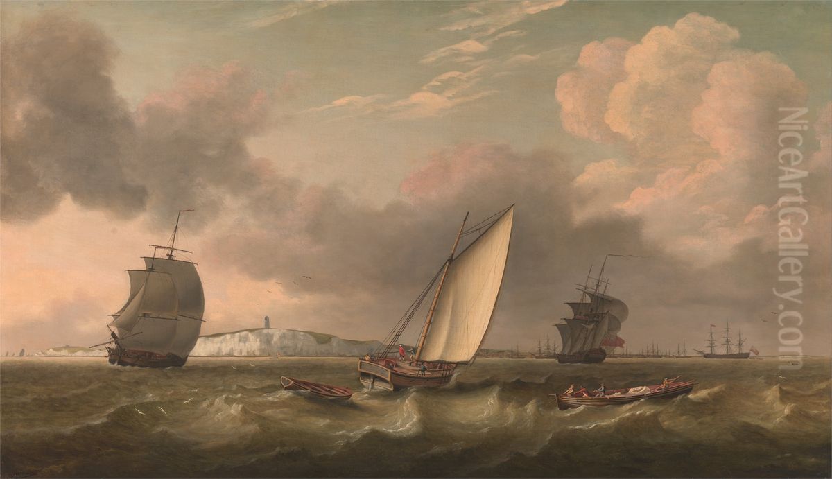 A Packet Boat Under Sail in a Breeze off the South Foreland Oil Painting by Thomas Luny