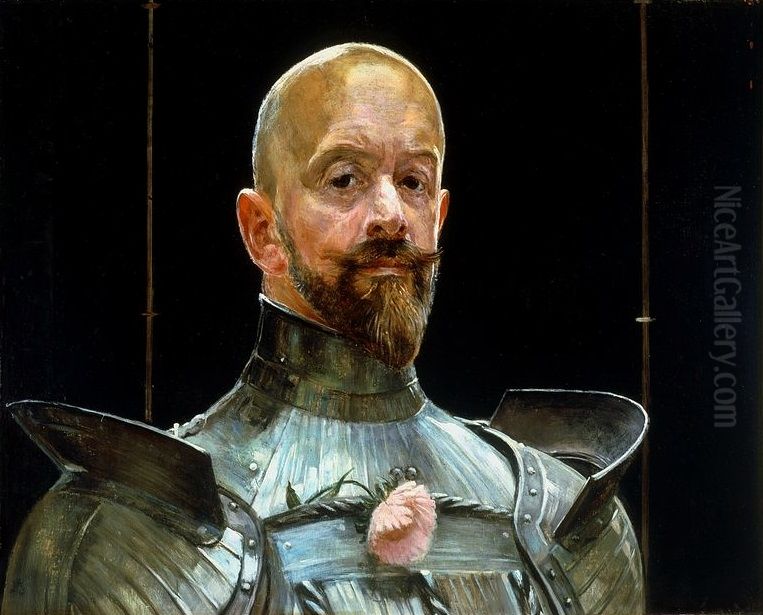 Self-portrait in armour Oil Painting by Jacek Malczewski