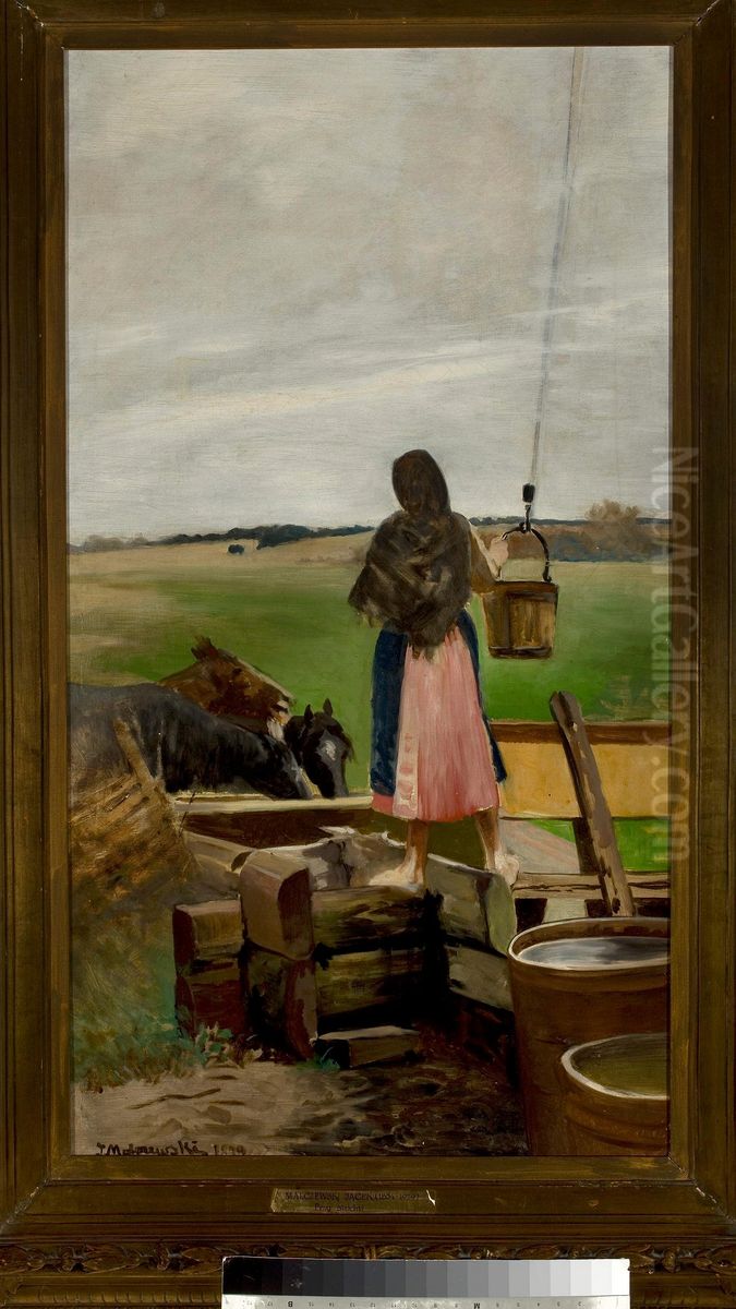 Dziewczyna przy studni Oil Painting by Jacek Malczewski