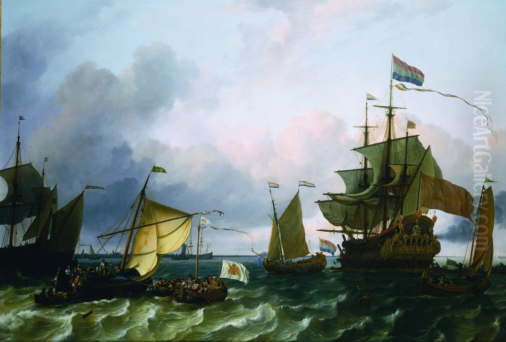 Princess Mary anchored off Durgerdam Oil Painting by Ludolf Bakhuizen