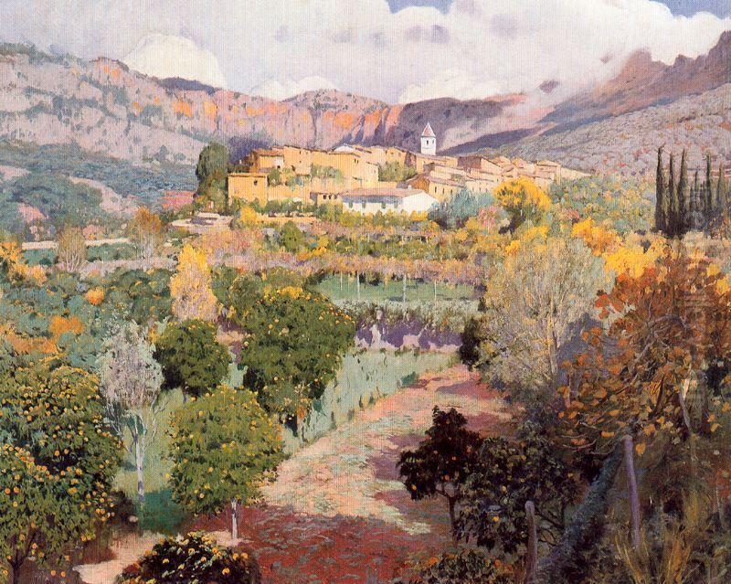 La Vall dels Tarongers. Biniaraix (Mallorca) Oil Painting by Santiago Rusinol i Prats