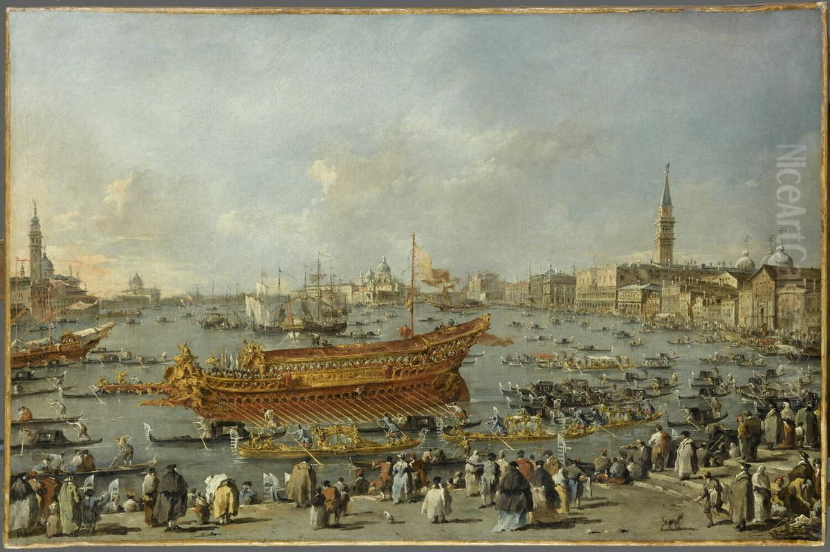 Le Depart du Bucentaure vers le Lido de Venise, le jour de l'Ascension Oil Painting by Francesco Guardi