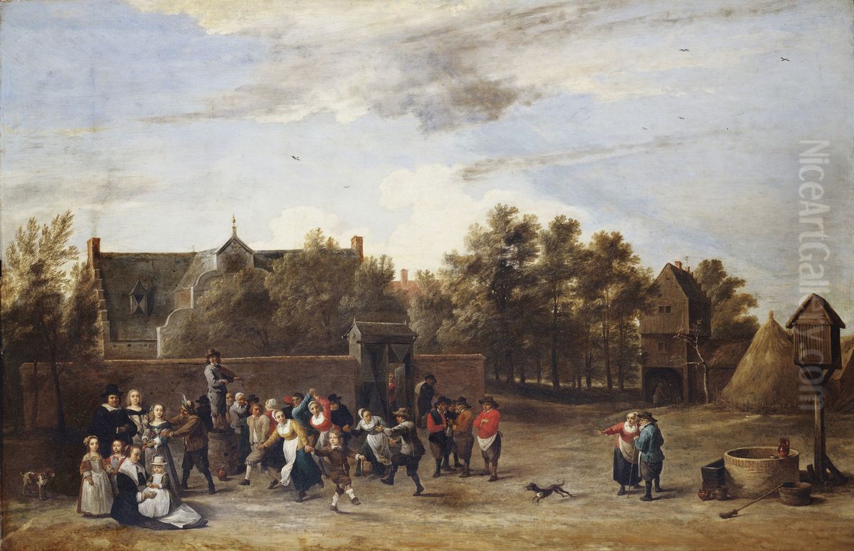 Peasants Dancing outside a Country House Oil Painting by David Teniers the Younger
