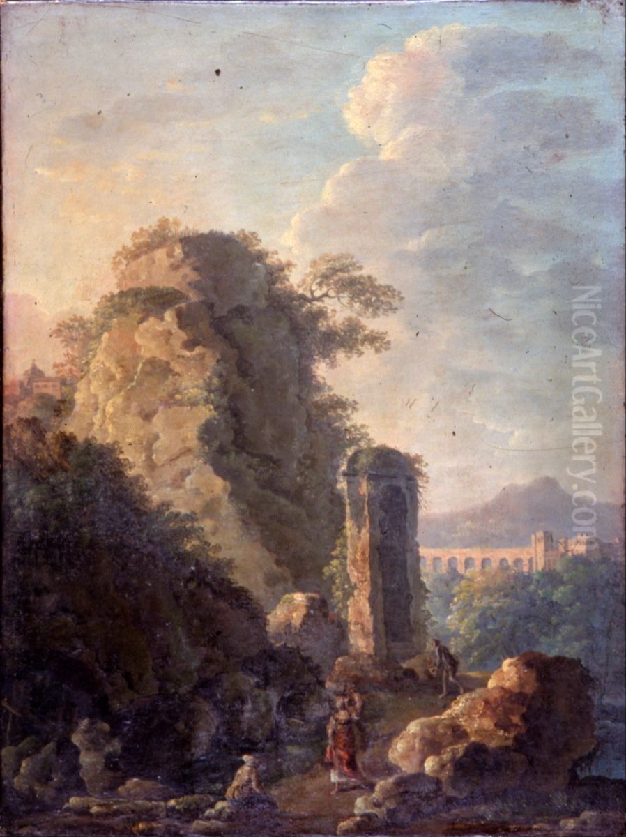 Landscape with Aqueduct Oil Painting by Carlo Bonavia