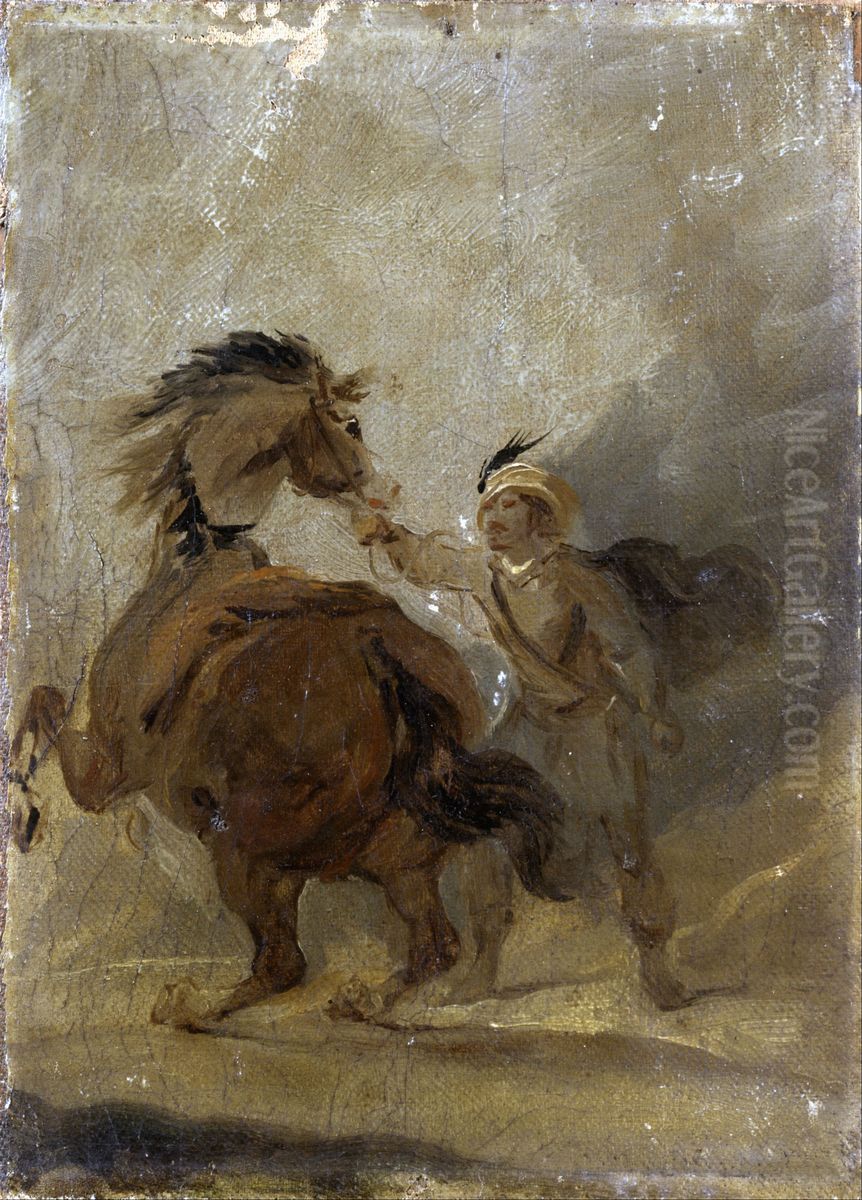 A Man holding a Horse Oil Painting by Francis Bourgeois