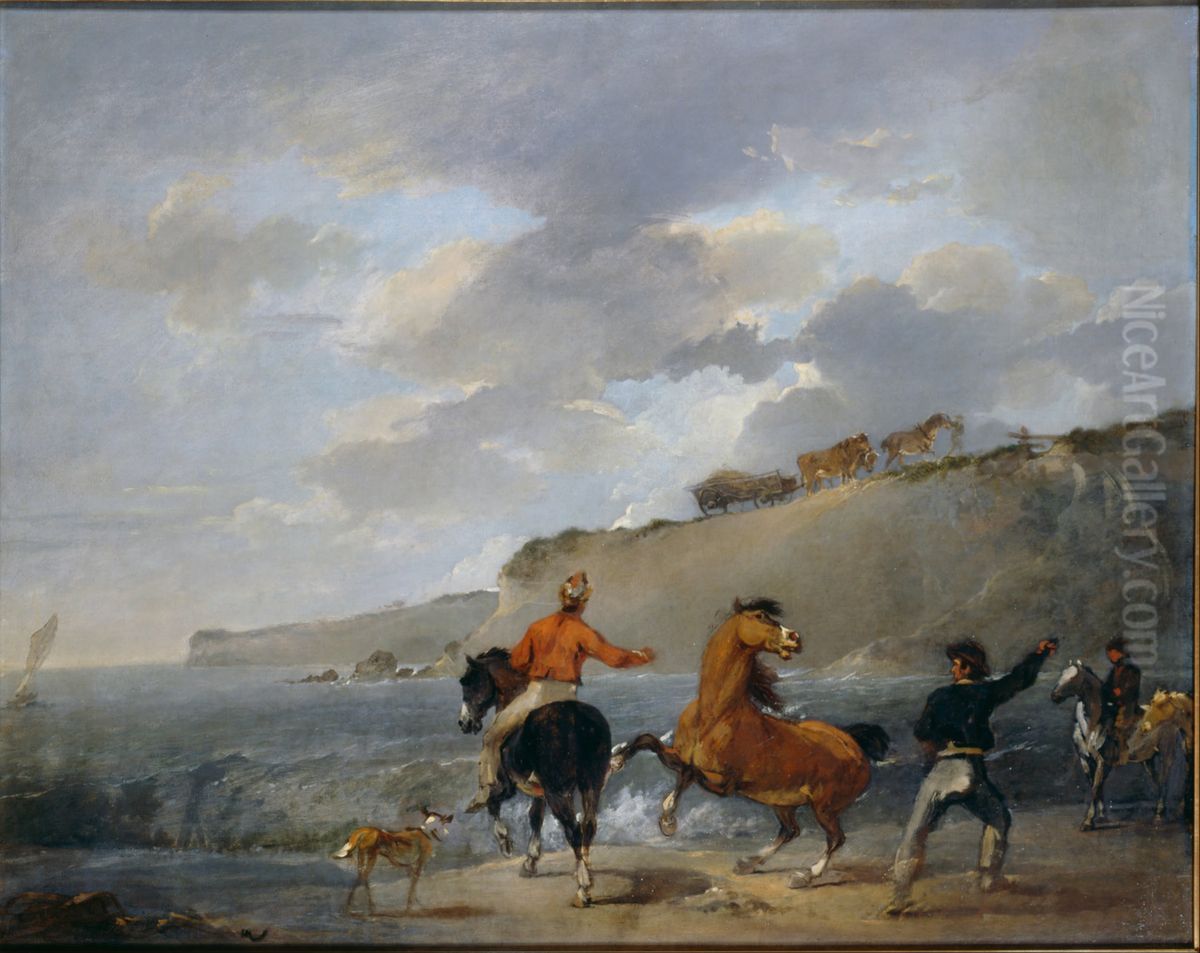Sea Shore with Rearing Horse Oil Painting by Francis Bourgeois