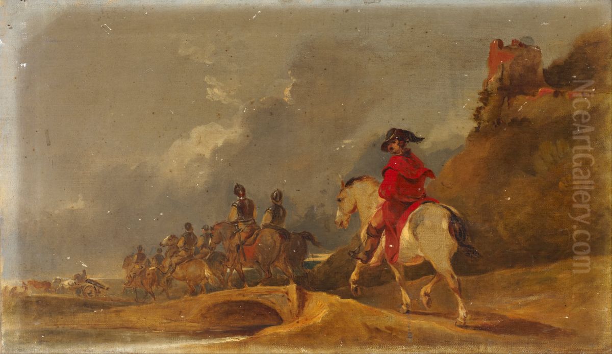 Cavalry in a Landscape Oil Painting by Francis Bourgeois