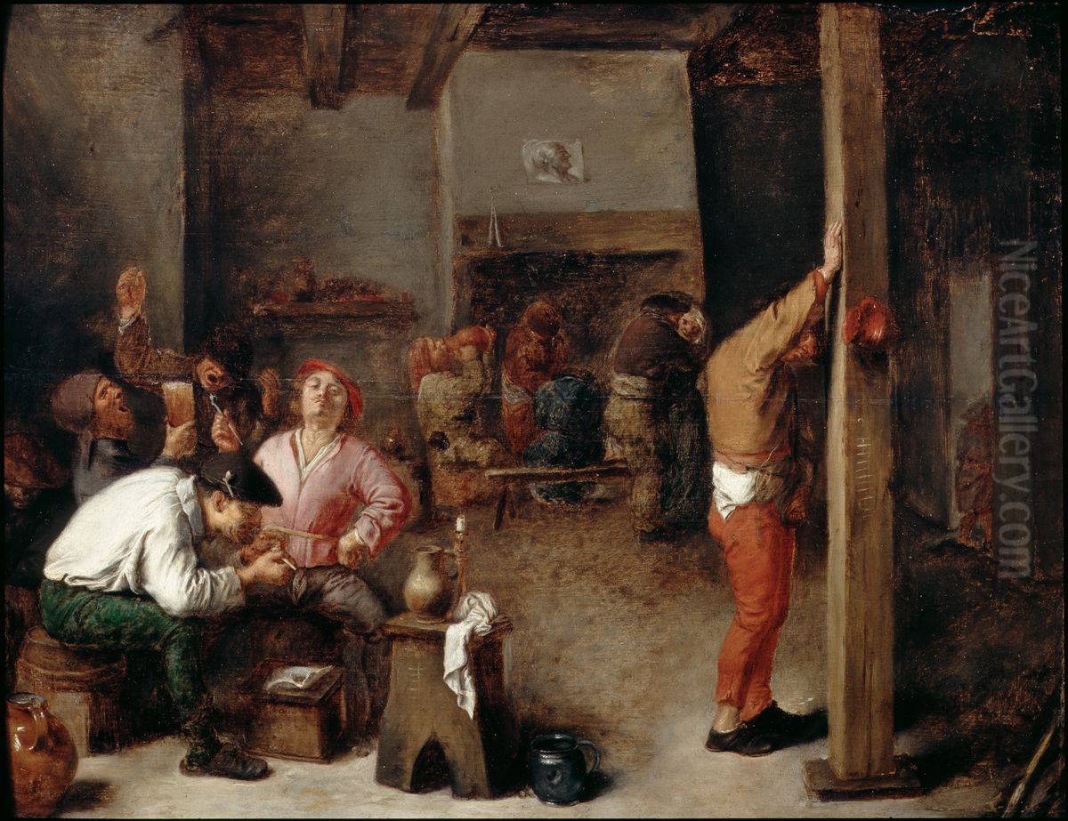 Interior of an inn Oil Painting by Adriaen Brouwer