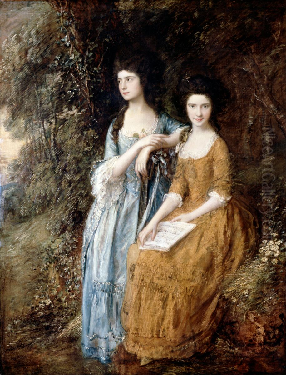 Elizabeth and Mary Linley Oil Painting by Thomas Gainsborough
