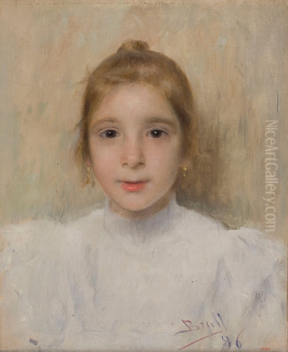 Retrat de la nena Roso Galia Oil Painting by Joan Brull Vinyoles