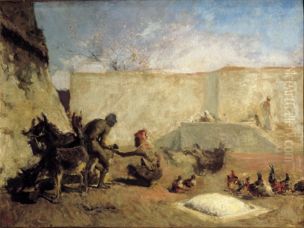 Moroccan Horseshoer Oil Painting by Maria Fortuny Marsal