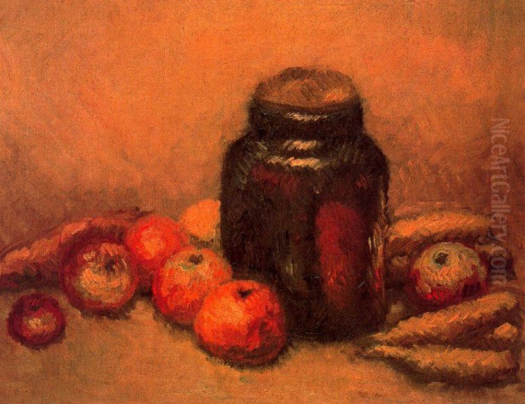 Natura morta amb pot de vidre Oil Painting by Isidre Nonell