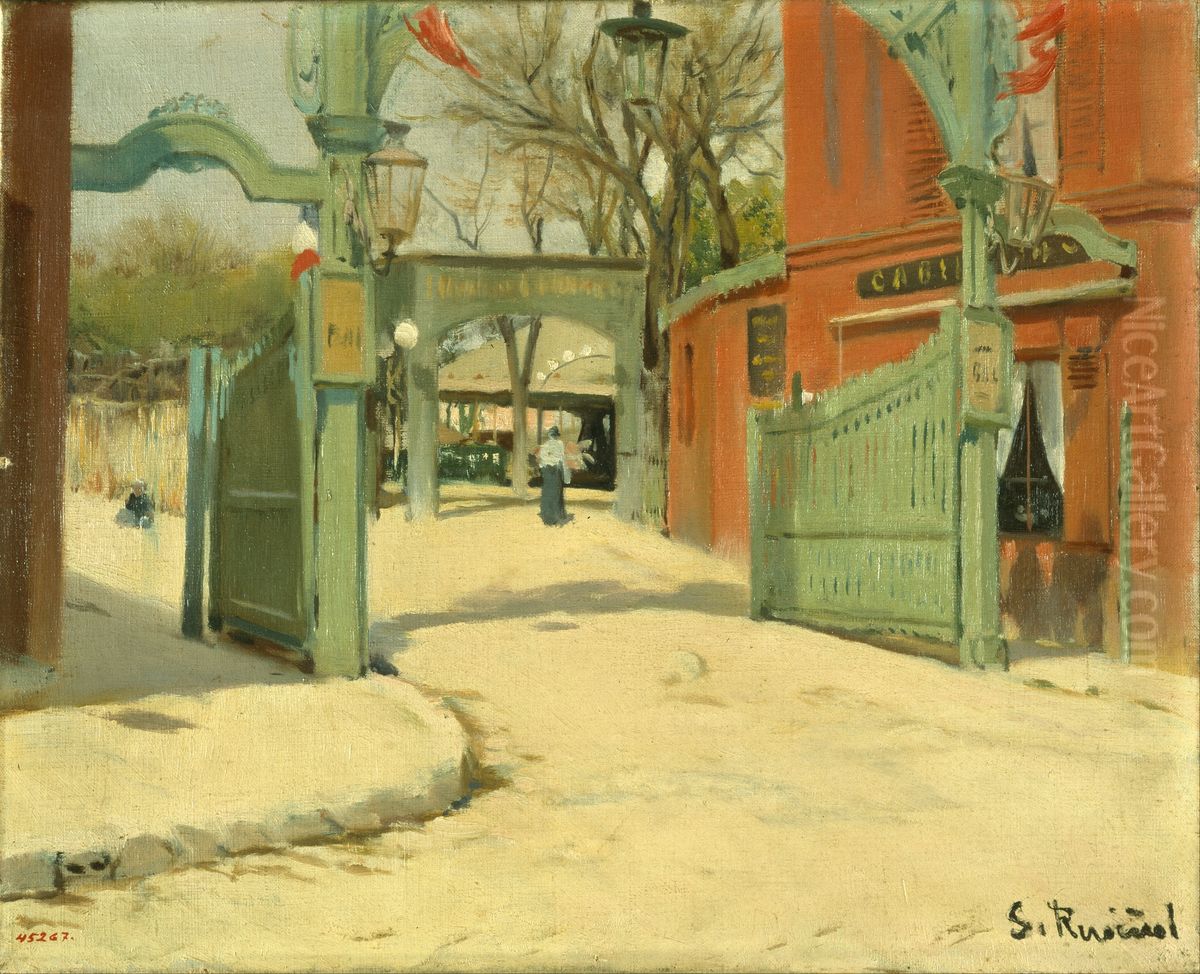 Entrance to the Park of the Moulin de la Galette Oil Painting by Santiago Rusinol i Prats