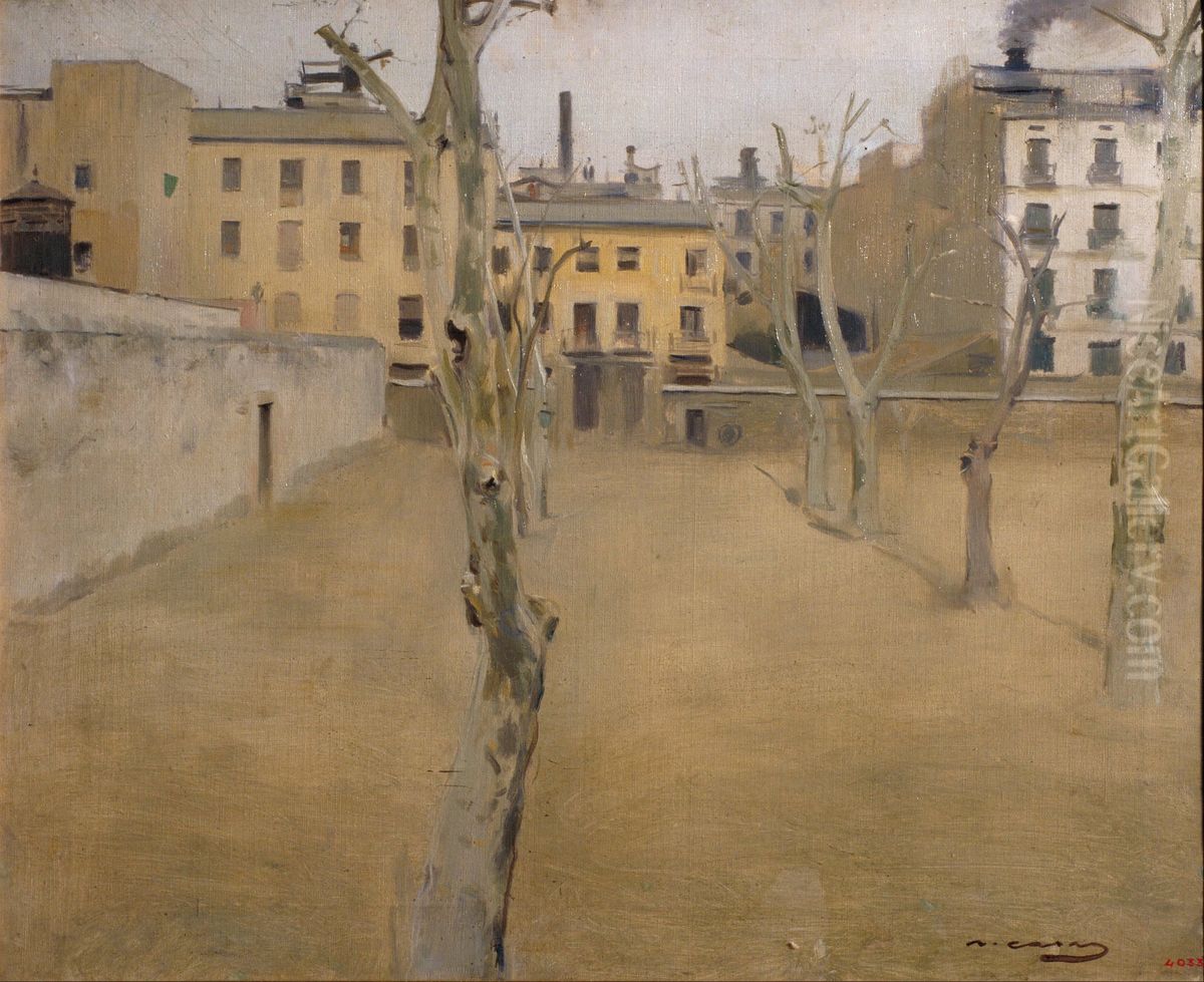 Courtyard of the old Barcelona prison (Courtyard of the 'lambs') Oil Painting by Ramon Casas