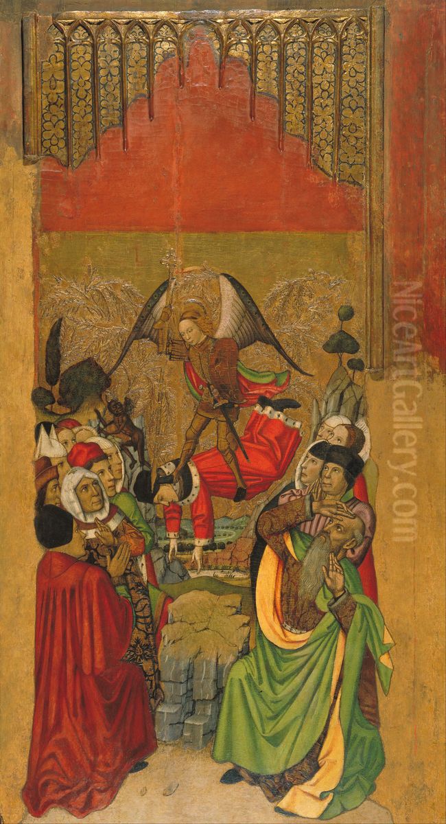 Saint Michael Vanquishes the Antichrist Oil Painting by Jaume Huguet