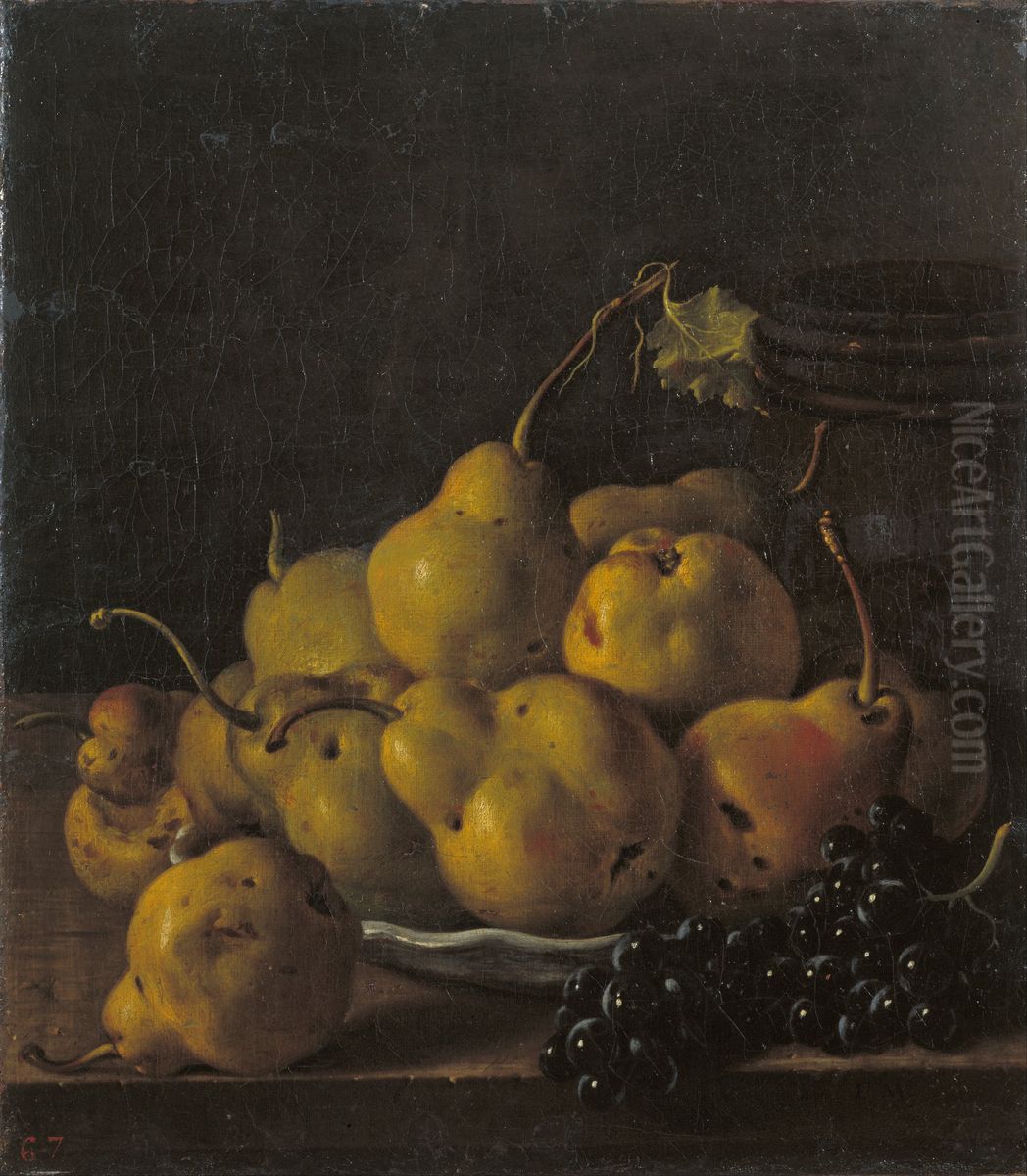 Still Life with Pears and Grapes Oil Painting by Luis Egidio Melendez