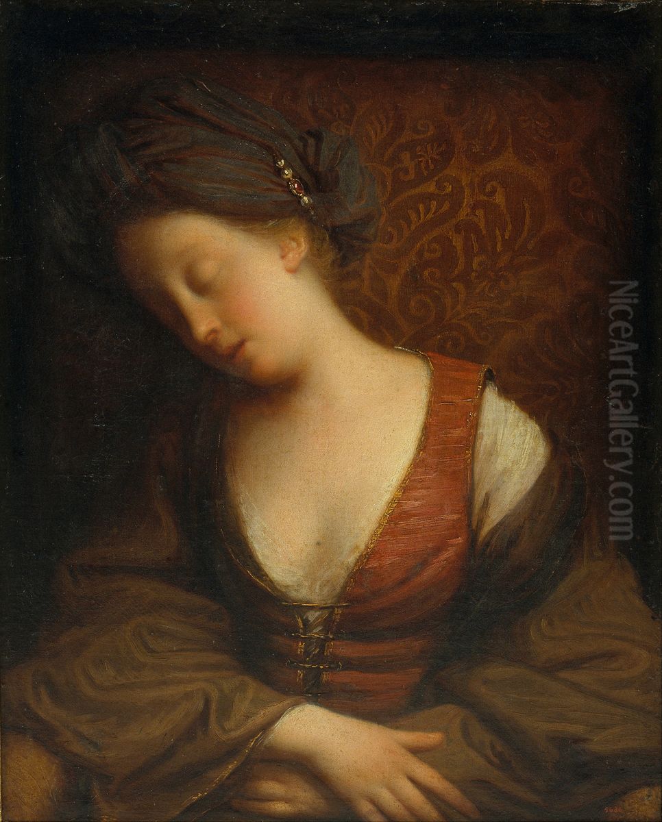 Young Woman Sleeping Oil Painting by Jean-Baptiste Santerre