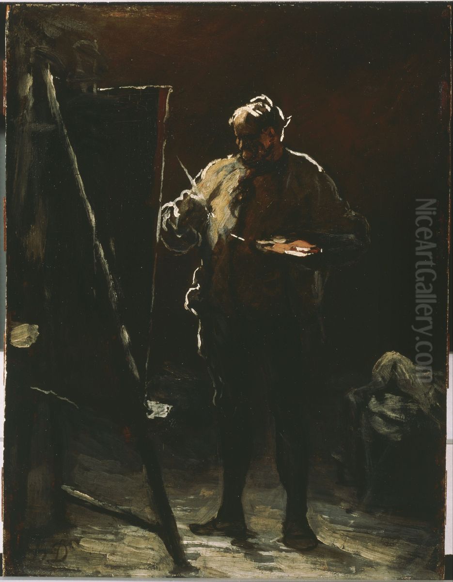 The Painter at His Easel Oil Painting by Honore Daumier