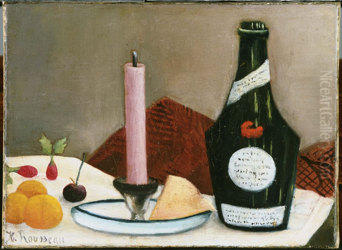 The Pink Candle Oil Painting by Henri Julien Rousseau