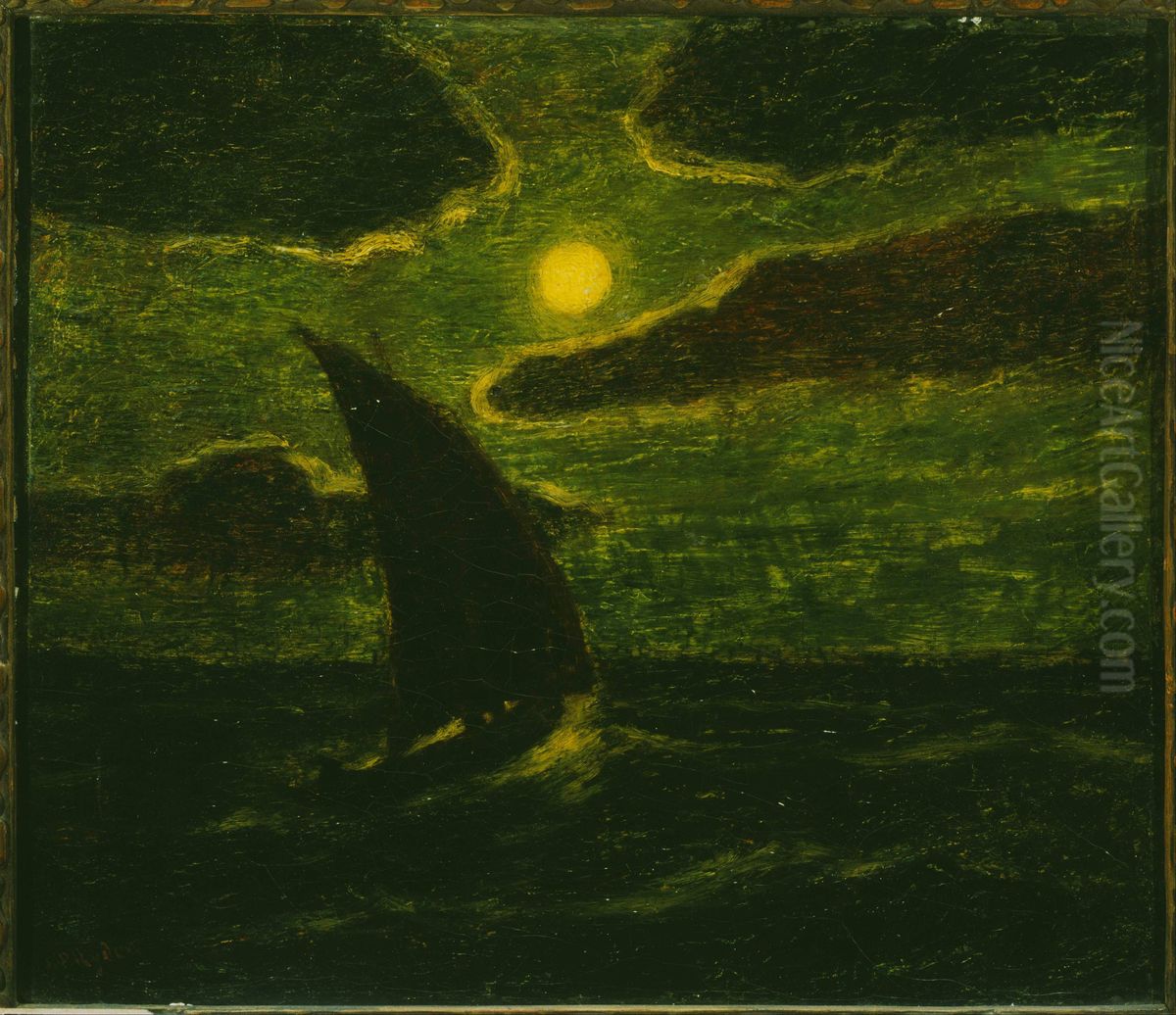 Sailing by Moonlight Oil Painting by Albert Pinkham Ryder